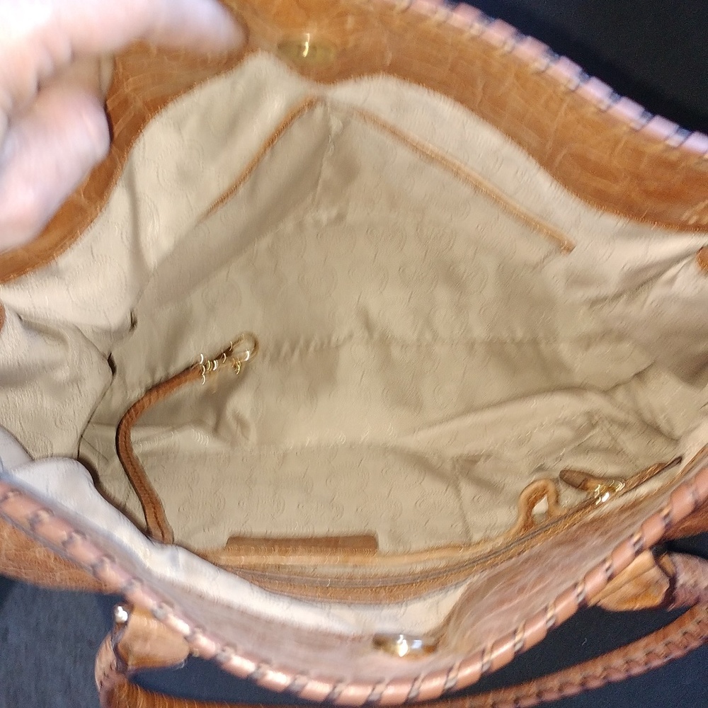 RARE Michael by Michael Kors brown crock embossed leather Hamilton satchel - Picture 14 of 15